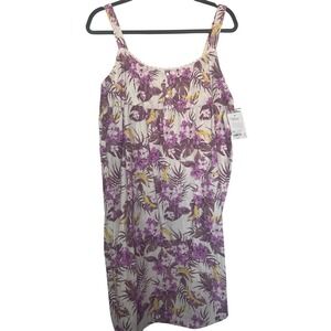 Sonoma Women's Poplin Nightgown Size Medium Purple Floral Sleeveless Lightweight